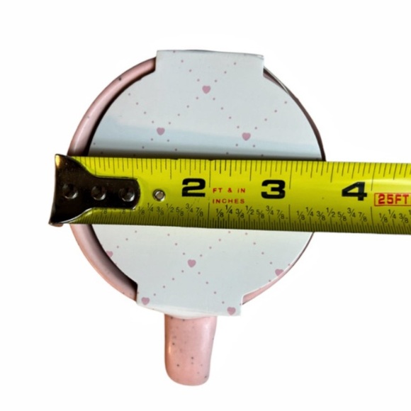 NWT Stackable Mugs Season of Love Pink Speckled Huge Kisses Set of 2 - Picture 3 of 13